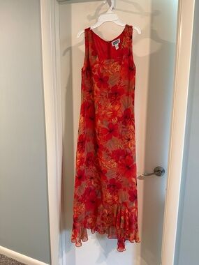 Chico's Red & Orange Floral Maxi Dress